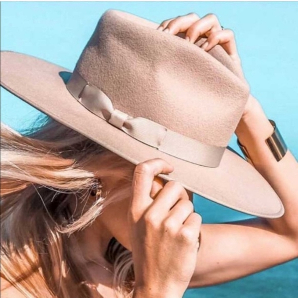 Lack Of Color Zulu Rancher In Sand, Wide Brim Fedora with Ribbon